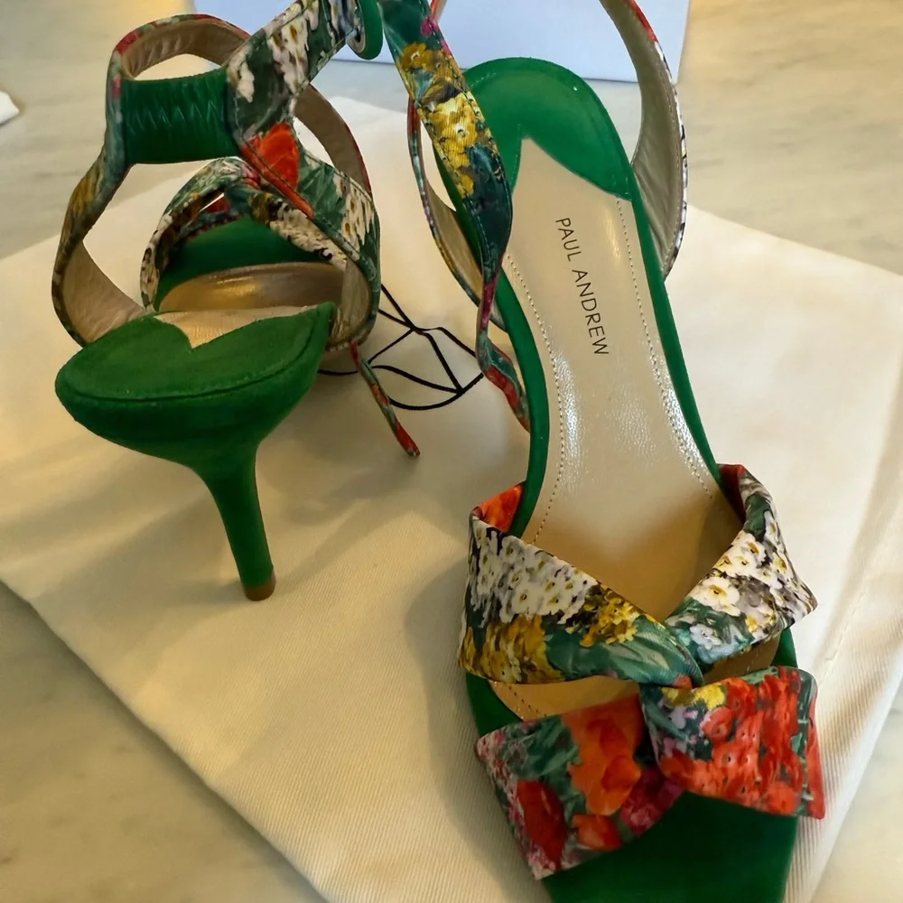 Paul Andrew Women's Floral Green Sandals - Picture 7 of 15